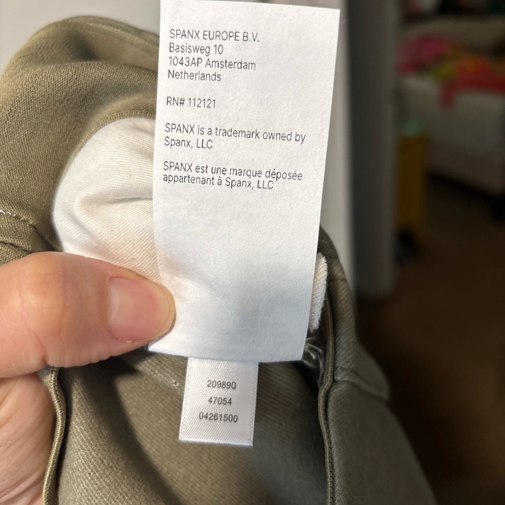 NWT Spanx Stretch Twill Cropped Wide Leg Pants Tuscan Olive Green Size L P New - Picture 7 of 11
